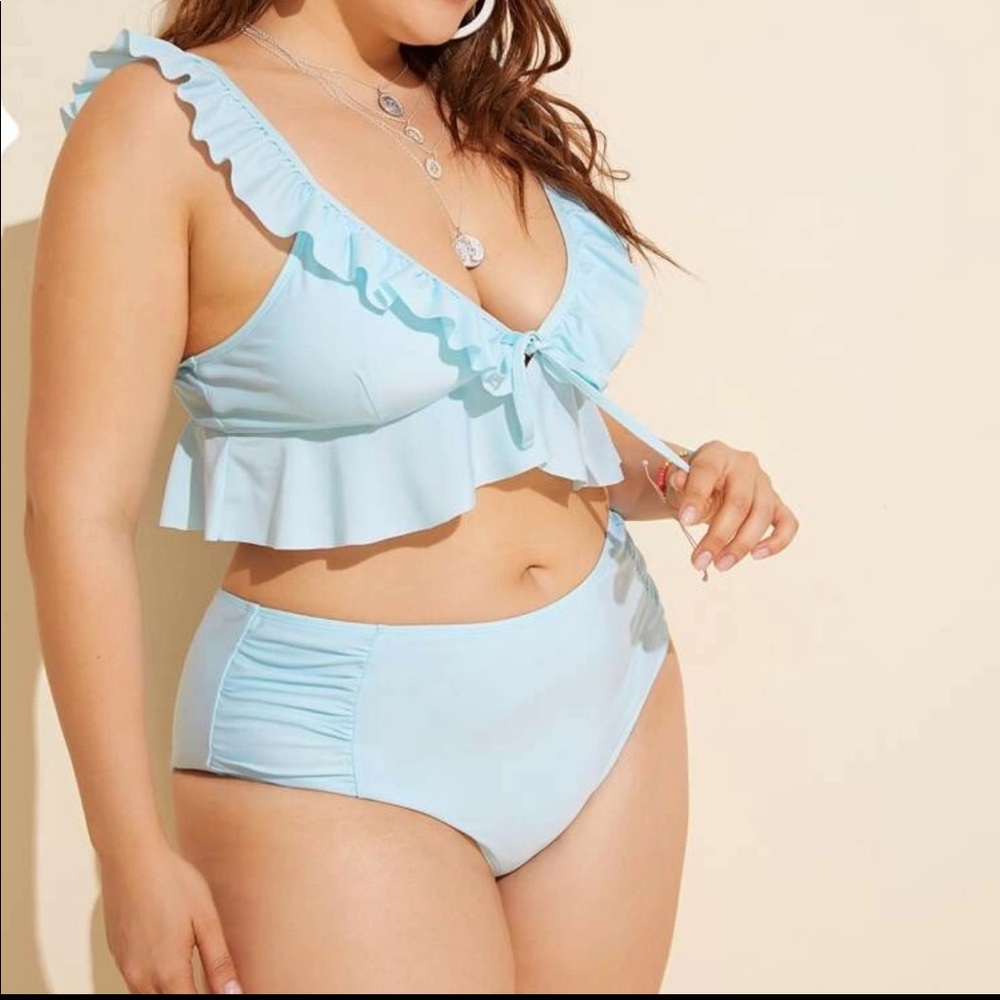 Light Blue Ruffled Bikini Set NWOT